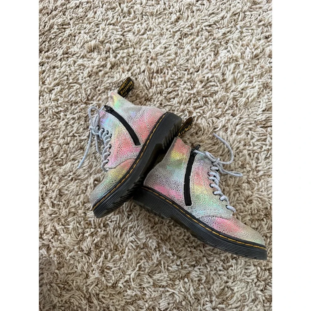Rare‎ Dr Martens 1460 Pascal Rainbow Glitter Holographic Boots Kids US 9